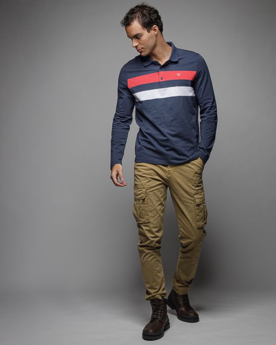 MULTICOLOR MEN'S LONG SLEEVE POLO SHIRT 1D25FW4007LS0105