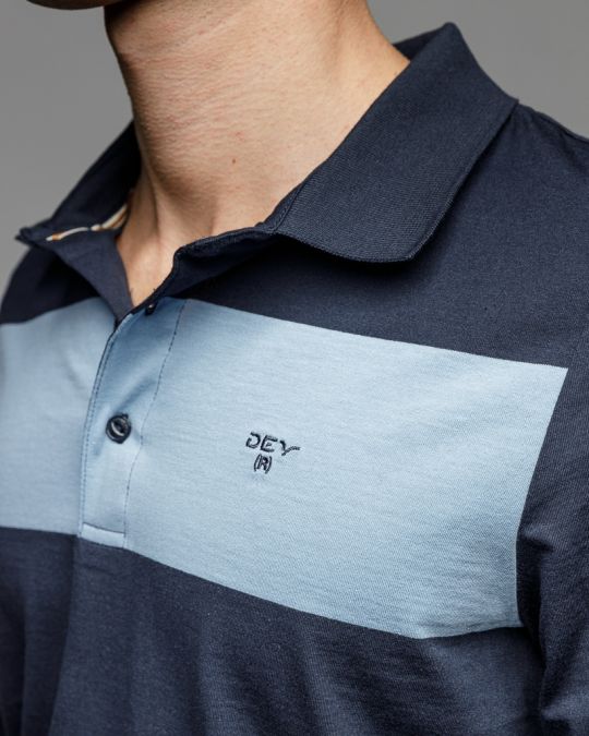 BLUE MEN'S LONG SLEEVE POLO SHIRT 1D25FW4007LS0105