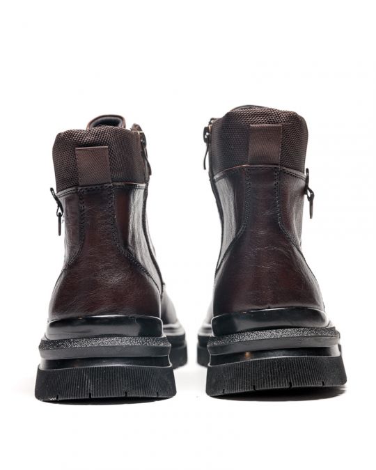BROWN MEN'S LEATHER BOOTS - AUSTIN DE25FW6042LE MZ