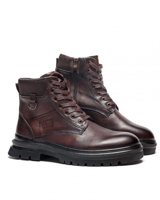 BROWN MEN'S LEATHER BOOTS - AUSTIN DE25FW6042LE MZ