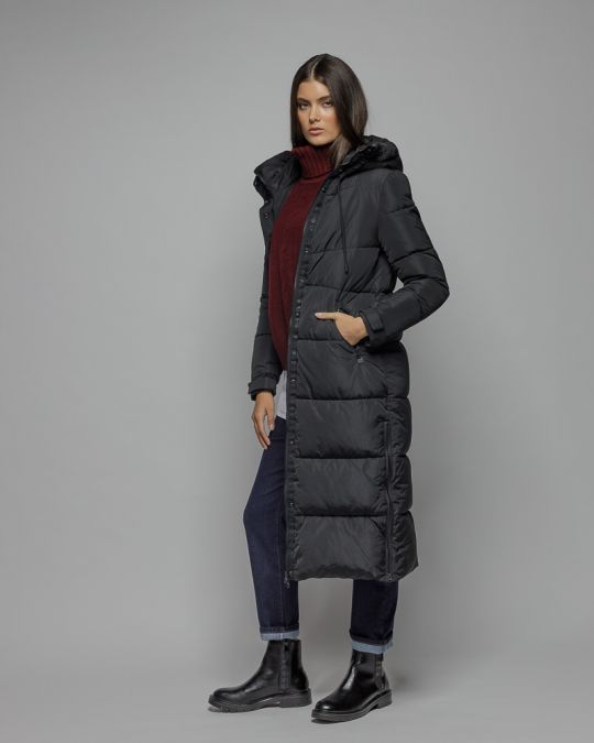 BLACK WOMEN'S LONG WINTER COAT 2D25FW3570KA1600