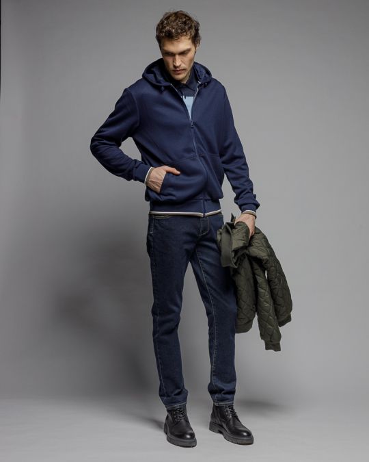 BLUE MEN'S ZIP SWEATER 1D25FW4097KA0701