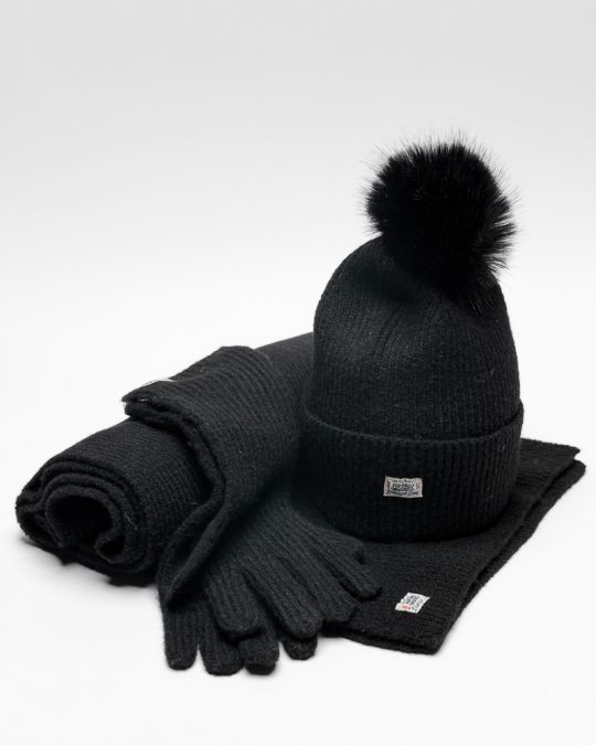 BLACK WOMEN'S KNITTED BEANIE 2D25FW8515HA1101