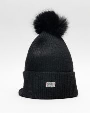 BLACK WOMEN'S KNITTED BEANIE