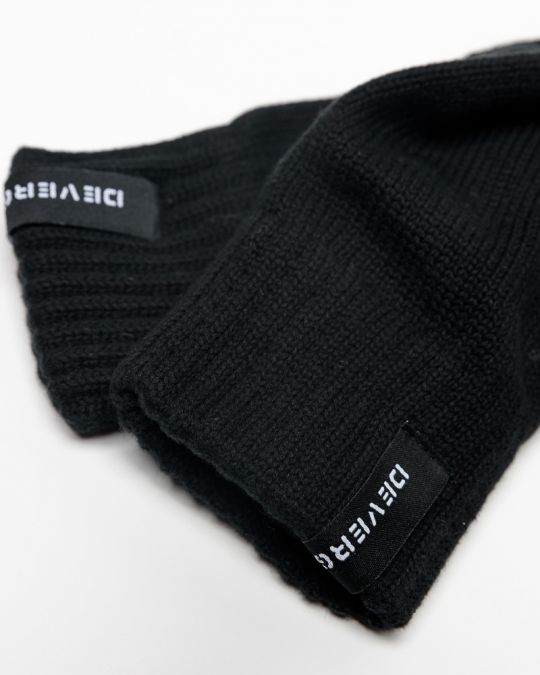 BLACK MEN'S KNITTED GLOVES 1D25FW8021KE1101