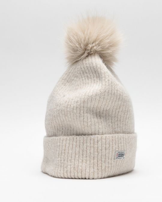 BEIGE WOMEN'S KNITTED BEANIE 2D25FW8515HA1101