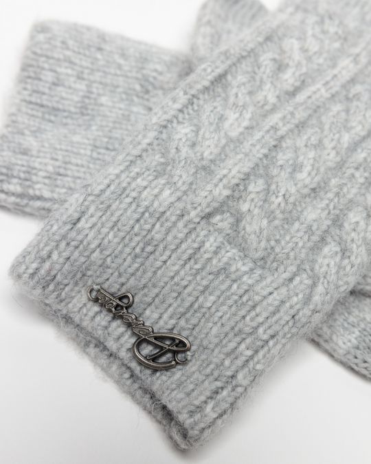 GREY WOMEN'S KNITTED GLOVES 2D25FW8527KE1101