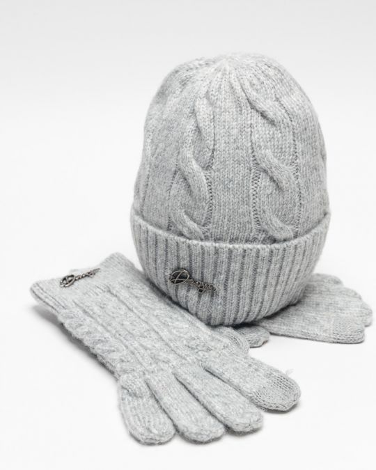 GREY WOMEN'S KNITTED GLOVES 2D25FW8527KE1101