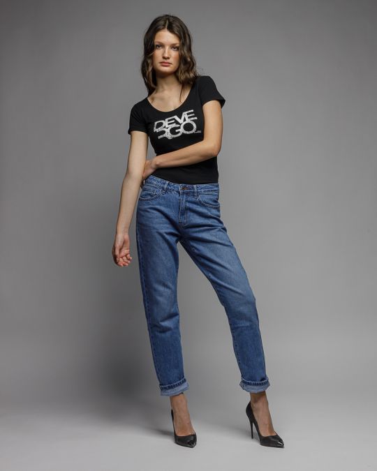 BLACK WOMEN'S SHORT SLEEVE T-SHIRT 2D26SS4552SS0205
