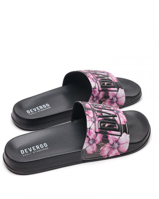 BLACK WOMEN'S SLIPPERS  - CARAVELLA FLOWER DE26SS2526FL RE