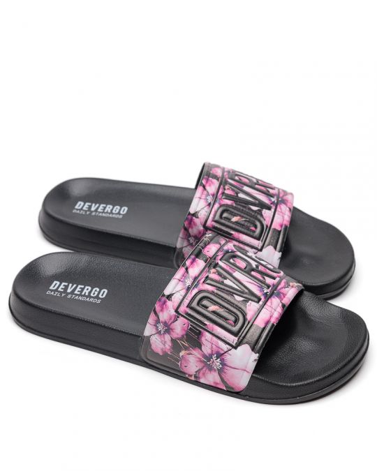 BLACK WOMEN'S SLIPPERS  - CARAVELLA FLOWER DE26SS2526FL RE