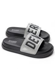 SILVER WOMEN'S SLIDES - META