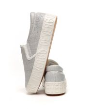 SILVER WOMEN'S SLIP-ON SHOES - HELIA EMBROIDERY