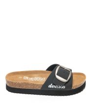 BLACK WOMEN'S SLIDES - GAIA BUCKLE