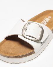 WHITE WOMEN'S SLIDES - GAIA BUCKLE