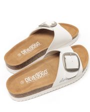 WHITE WOMEN'S SLIDES - GAIA BUCKLE