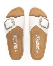 WHITE WOMEN'S SLIDES - GAIA BUCKLE