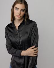BLACK WOMEN'S SATIN SHIRT