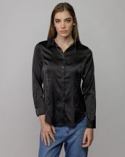BLACK WOMEN'S SATIN SHIRT