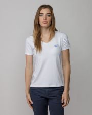 WHITE WOMEN'S V-NECK SHORT SLEEVE T-SHIRT