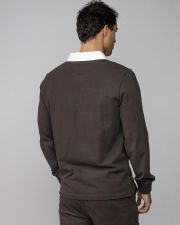 BROWN MEN'S LONG SLEEVE POLO SHIRT