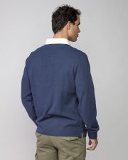 BLUE MEN'S LONG SLEEVE POLO SHIRT