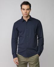 BLUE MEN'S PIQUE SHIRT