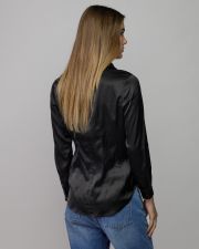 BLACK WOMEN'S SATIN SHIRT