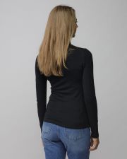 BLACK WOMEN'S ZIP LONG SLEEVE T-SHIRT