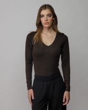 BROWN WOMEN'S LONG SLEEVE BODYSUIT