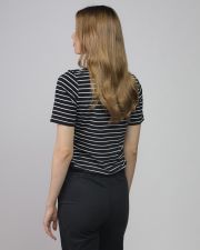 BLACK WOMEN'S STRIPED SHORT SLEEVE T-SHIRT