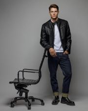 BLACK MEN'S VEGAN LEATHER COAT