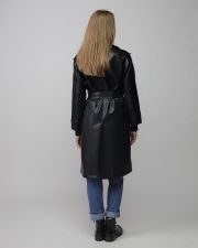 BLACK WOMEN'S VEGAN LEATHER COAT