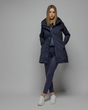 BLUE WOMEN'S HOODED TRANSITIONAL COAT