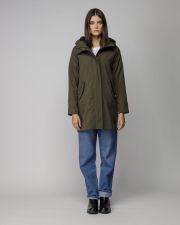 KHAKI WOMEN'S HOODED TRANSITIONAL COAT