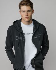 BLACK MEN'S ZIP SWEATER