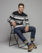 BLACK MEN'S STRIPED KNITTED SWEATER