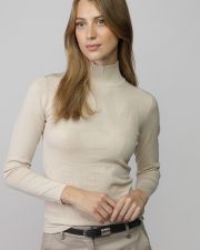 BEIGE WOMEN'S KNITTED SWEATER