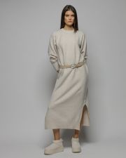 BEIGE WOMEN'S KNITTED DRESS