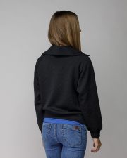 BLACK WOMEN'S ZIP JACQUARD SWEATER