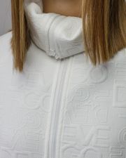 WHITE WOMEN'S ZIP JACQUARD SWEATER
