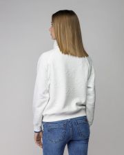 WHITE WOMEN'S ZIP JACQUARD SWEATER