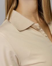 BEIGE WOMEN'S LONG SLEEVE POLO SHIRT