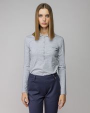 GREY WOMEN'S LONG SLEEVE POLO SHIRT