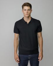 BLACK MEN'S SHORT SLEEVE POLO SHIRT