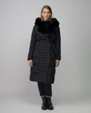 BLACK WOMEN'S LONG FUR COAT