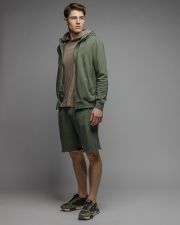 KHAKI MEN'S ZIP SWEATER