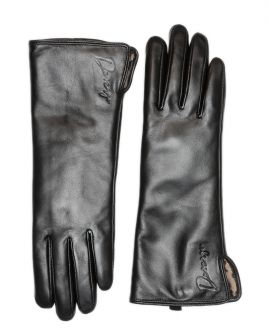 BLACK WOMEN'S LEATHER GLOVES 2D21FW8521KE2100