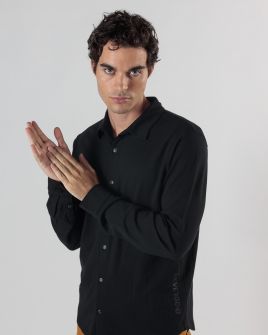 BLACK MEN'S LONG-SLEEVED SHIRT 1D24FW5005LS2405