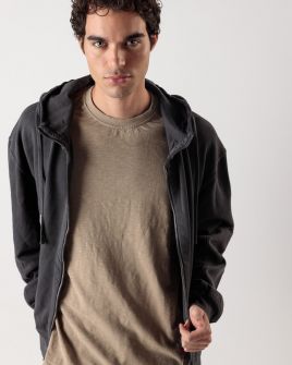 BLACK MEN'S ZIP-UP SWEATSHIRT 1D24FW4073KA0706